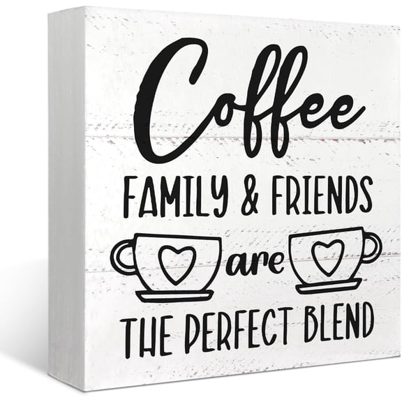 Zomyto 5"x5" Coffee Family and friends are the Perfect Blend Wood Box Sign Desk Decor Coffee Wooden Box Block Sign