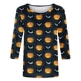 thumbnail image 5 of Jsaierl Women's Halloween Shirts Cute Pumpkin Print Tees Soft Going Out Crewneck T-Shirts 3/4 Sleeve Dressy Casual Blouse Tops Halloween Party Supplies,Sizes S-5XL, 5 of 5