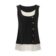 thumbnail image 4 of Timegard Débardeurs pour Femmes Col Rond à Boutons Sans Manches Confortable Chic Décontracté Tunique Haut Blouse d'Été Vacances, 4 of 6