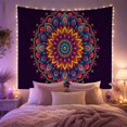 thumbnail image 2 of Turquoise Lotus Mandala with Paisley Details on Deep Purple Background, Energetic Boho for Art Lovers, Symmetrical Decor Art, Housewarming Gift, Tapestry Wall Hanging for Bedroom and Living Room, 2 of 7