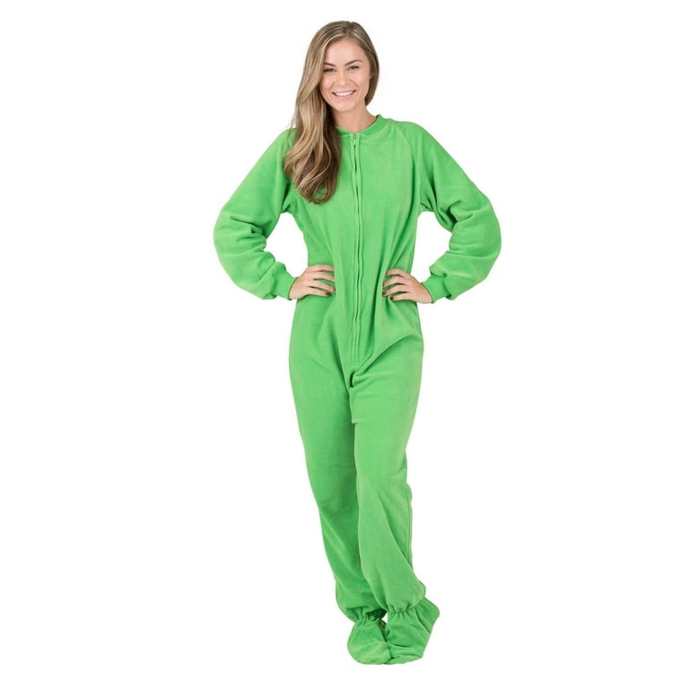 Footed Pajamas Emerald Green Adult Fleece One Piece Adult Small Plus Wide Fits 5 3 5 6