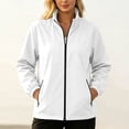 thumbnail image 4 of OGLCCG Rain Jacket for Women Waterproof Lightweight Stand Collar Windbreaker Jacket with Pockets Outdoor Softshell Jacket,Size S-XXL, 4 of 7