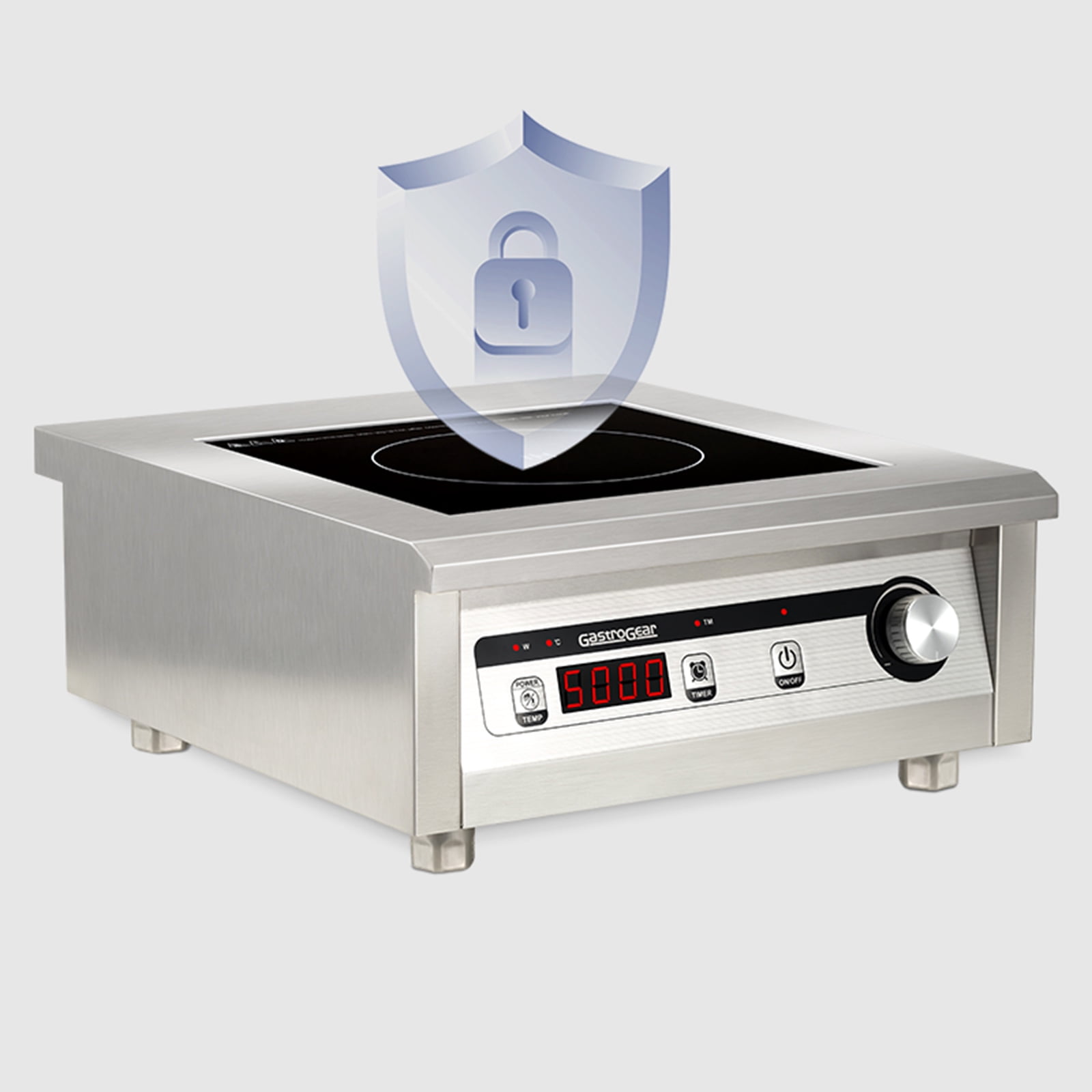 GastroGear 5000W/220V Commercial Induction Cooktop Professional Commercial Range Countertop Burners Hot Plate Electric Stove for Kitchen Restaurant Hotel School ETL-Certified