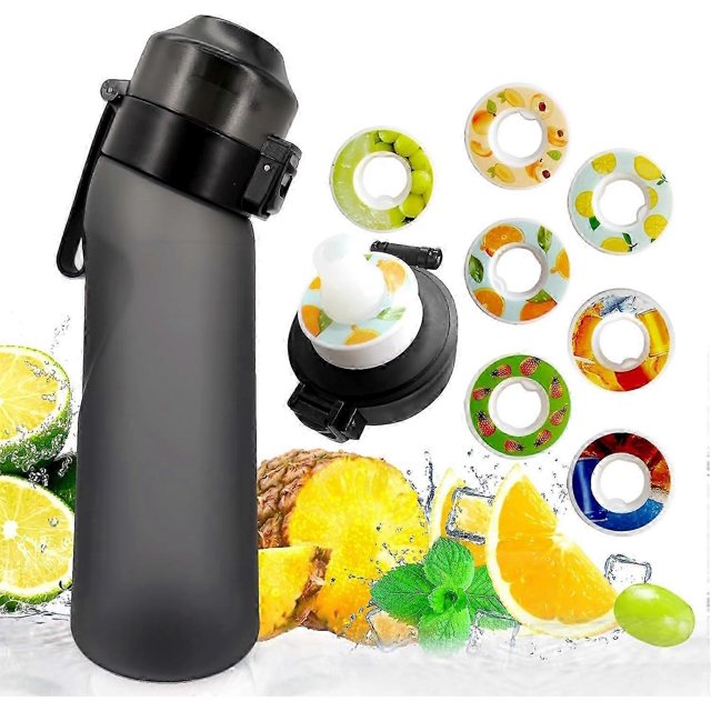 Sports Air Water Bottle BPA Free Starter Up Set Drinking Bottles 650ML Fruit Fragrance Water Bottle with 7 Flavour Pods 0% Sugar Water Cup for Gym and