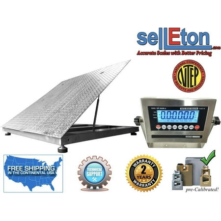 NTEP 48" x 48" 4' Diamond Plate Lift-Top Stainless Steel Floor Scale 2000 lbs