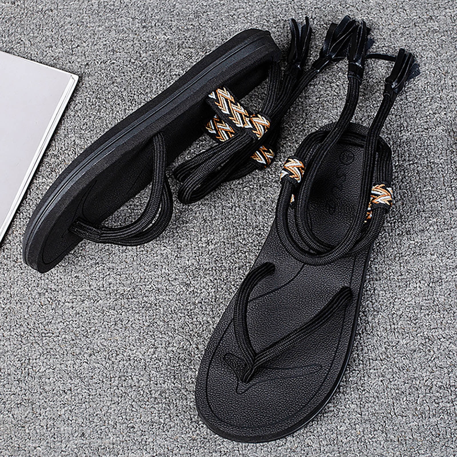 Adult Men Sandal Huarache Sandals Men Summer Couple Men s Fashion Outerwear Rope Printed Strap Sandal Male Sandal Black 11 Walmart