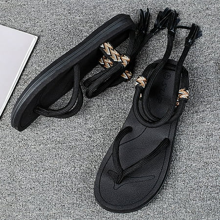 

Cathalem Summer Couple Men s Fashion Outerwear Rope Printed Herringbone Strap Sandal Arch Support Sandals for Men Size 14 Black 11.5