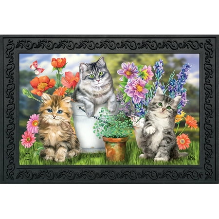 Garden Cats Spring Doormat Indoor Outdoor 18  x 30  Briarwood Lane Measures approximately 18  x 30  and made to fit the Briarwood Lane Rubber Mat Tray. Add a colorful  welcoming touch of the season to your home and garden with a doormat from Briarwood Lane. Our original artwork printed on polyester material with a non-slip rubber backing. Mat tray sold separately. About The Manufacturer: Proudly based in Southern New Jersey  Briarwood Lane has been a leader in the design and manufacturing of premium quality home and garden decor since 2014. Our cheerful  affordable and weather-resistant seasonal products feature exclusive artwork from America’s finest artists and are carefully crafted to last all season.