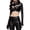 Black, variant on Women's Metallic Glossy Crop Top Long Sleeve PU Leather Front Zipper Steampunk Tank Top for Club Party Hot Pink M