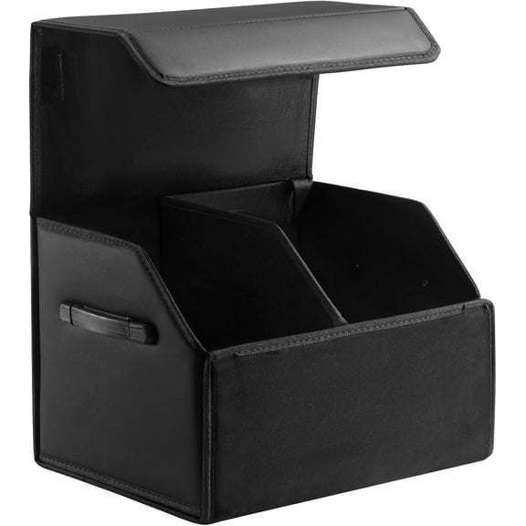 Car Organizers for Trunk for Suv Sedan, Leather Storage Box,Magnetic Lid,Collapsible and Adjustable,16.5 inches