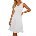 thumbnail image 5 of Womens Summer Solid Mini Dresses Wrap V Neck Dress Fashion Casual Going Out A-Line Sleeveless Sundress, 5 of 5