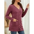 thumbnail image 4 of Fancyglim Women's Long Sleeve Cardigan Sweater Lightweight Button Down Brushed Knit Tops with Pockets Burgundy XL, 4 of 6