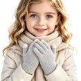 thumbnail image 5 of TKKCS Kids Knit Gloves Warm Elastic Ribbed Cuff Soft Stretchy Full Fingers Winter Gloves for Boys Girls Gray 3-8Years, 5 of 6