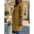 thumbnail image 4 of Women Fall Winter Wool Coats Double Breasted Midi Peacoat Trench Coats Yellow XXXL, 4 of 5