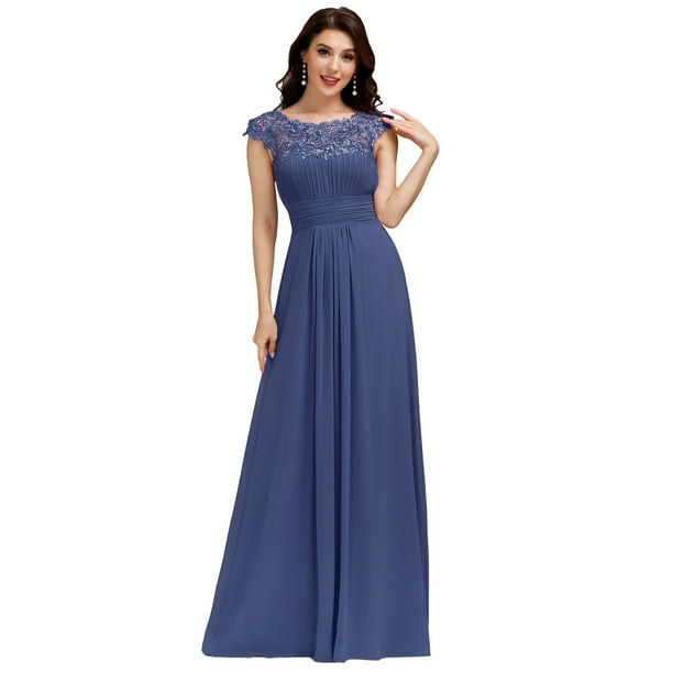 Ever-Pretty Womens Ruched Bust Lace Chiffon Wedding Guest Dresses for Women  09993 Dusty Navy US22 - Walmart.com