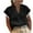 Black, variant on GigrtiJin Womens V-Neck Lace Patchwork Tops Solid Color Linen Short Sleeved Blouse Summer Cotton Comfy Shirt