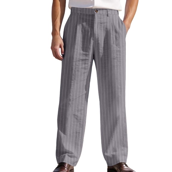 RUTAYY Men's Casual Pants Loose Fit Breathable Vertical Straight Leg Solid Color Daily Wear Elegant Chic Trousers