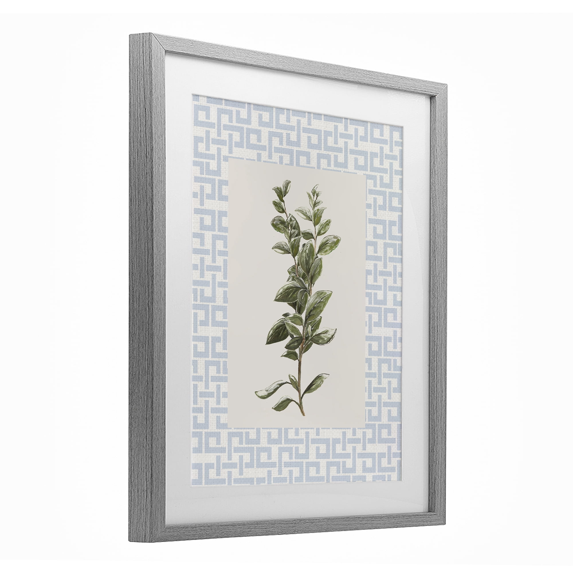 Stupell Industries Fresh Herb on Geometric Gray Framed Print Under Glass, design by Diannart