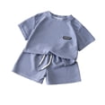 thumbnail image 3 of Rvasteizo Baby Boys Elegant Outfit Set Solid Crew Neck Short Sleeve Top Short Pant Kids Loungewear Outfit, 3 of 4