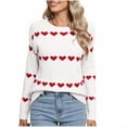 thumbnail image 2 of SYMOID Womens White Heart Print Sweater - 100% Polyester Long Sleeve Crew Neck, Cozy Relaxed Fit for Fall Winter & Valentine’s Day,Size L, 2 of 9