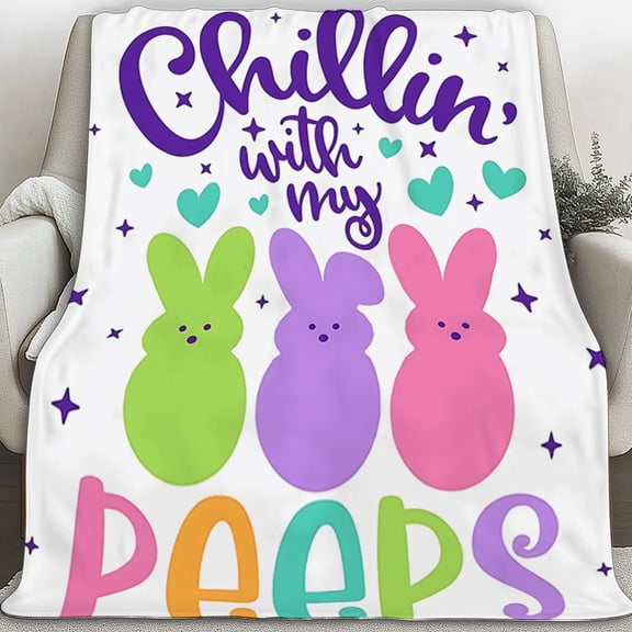 Easter Pattern Blanket Soft Plush All Season Blanket with Easter Design Machine Washable Bedspread Suitable for Sofa Bed or Home Decor Easter Home Gift for Family and Friends