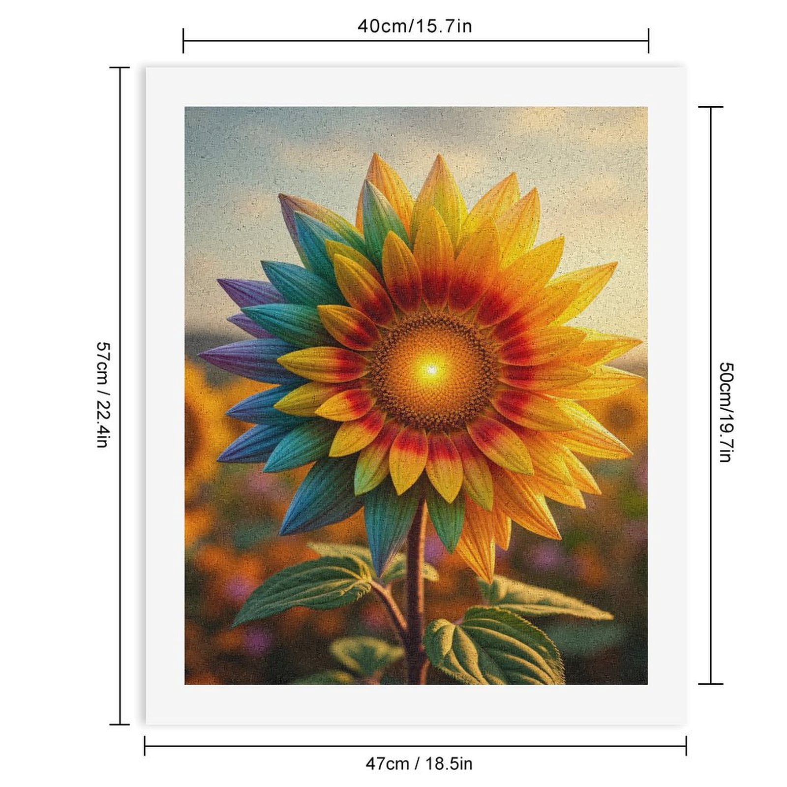 Paint By Numbers Kit for Adults Beginner - DIY Multicolor Sunflower Blossom Art Canvas Painting Kits for Adults, Frameless Paint By Number for Adults for Home Wall Decor 16x20 Inch