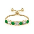 thumbnail image 2 of ANGARA Natural Seven Stone Emerald and Diamond Tennis Bolo Ring in 14K Yellow Gold for Women (Size-2.5mm) | May Birthstone, Birthday, Anniversary, Jewelry Gift for Women | Natural Emerald Ring, 2 of 9