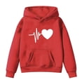 thumbnail image 2 of Bnwani Kids Hoodies Girls Long Sleeve Pockets Short Sweatshirt Hearts Graphic Printed Tops Pullover, 2 of 3