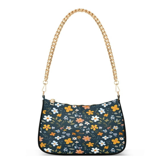 Ryvnso Daisy Floral Womens Chain Shoulder Bag Tote Handbags Clutch Hobo Purse with Zipper for Travel