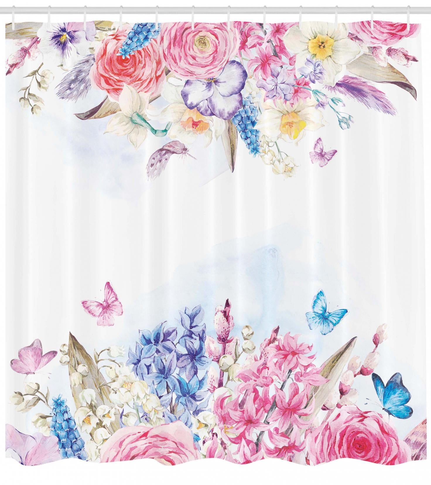 Shabby Chic Shower Curtain, Romantic Garden Roses and ...
