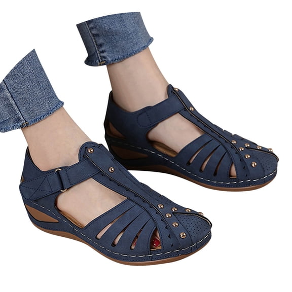 Wovix Sandals For Women Dressy And Casual Bohemia Ankle Strap Comfortable Closed Toe Shoes Casual Daily Wear