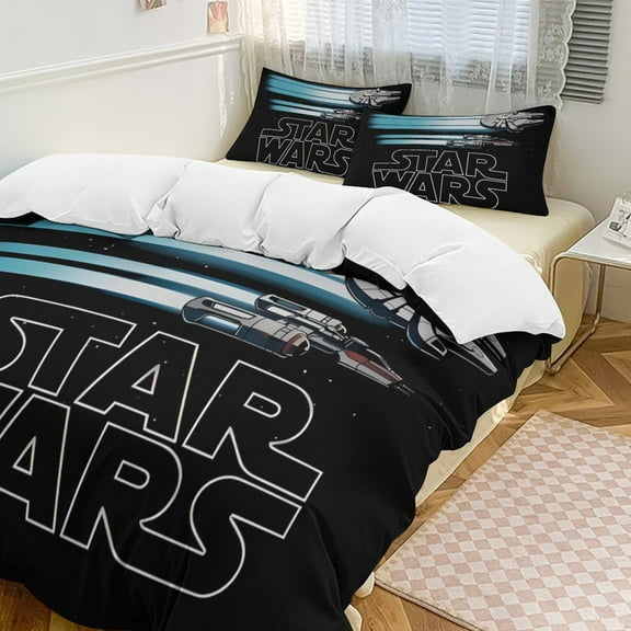 Darth Vader 3 Piece Bedding Set Soft Comforter Theme Room Decor Bedclothes-1 Duvet Cover with 2 Pillowcases (90"x90")