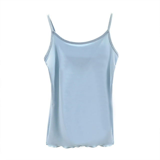 Staron Débardeurs d'Été pour Femmes Sans Manches à Bretelles Spaghetti Hauts Couleur Unie Blouses Décontractées à Col Rond Basiques pour le Printemps