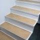 thumbnail image 2 of Juego de alfombras de escalera antideslizantes de 7 piezas, alfombra absorbente a rayas para escalera, autoadhesiva, lavable, cortable, silenciosa, 76x20cm/30x8in, gris oscuro/café/beige, acrílico, 2 of 9