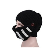 Mens Winter Warm Knitted Crochet Beanie Beard Hat Ski Cap Face Mask Detachable