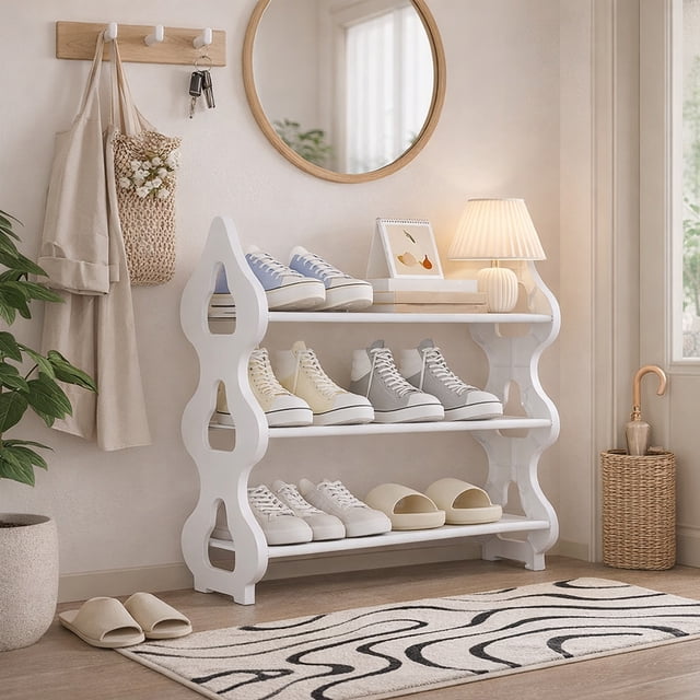 Organizador de Zapatos, Rack para Zapatos de Tres Niveles, para Uso Diario en Dormitorio, Armarios, Entrada, Dormitorio