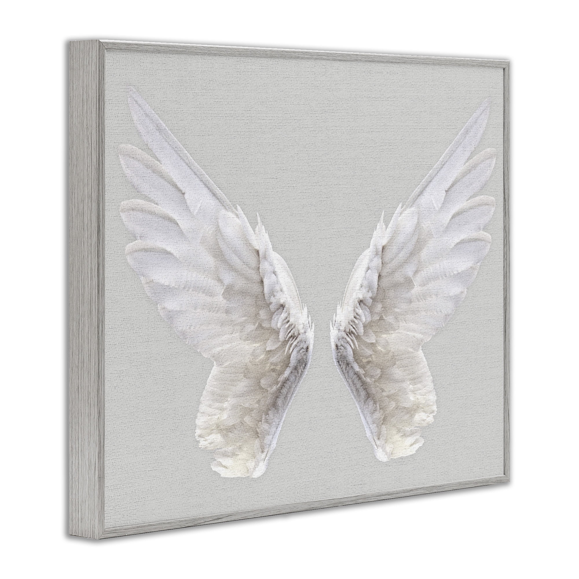 Stupell Industries Angel Wings on Grey Religious Painting Gray Framed Art Print Wall Art, 24 x 30