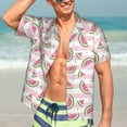 thumbnail image 5 of Lsque Watermelon pattern Hawaiian Shirt for Men, Unisex Summer Beach Casual Short Sleeve Button Down Shirts-X-Large, 5 of 9