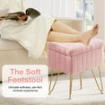 thumbnail image 3 of Bigleap Ottoman Vanity Stool Chair with Storage, Modern Style Faux Fur Seat with 4 Metal Legs & Non-slip Feet for Living Room, Bedroom, Pink, 3 of 9