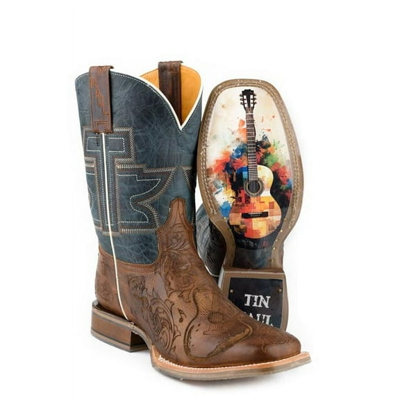 Men's Tin Haul Guitar Man Boots with Rock On Sole Handcrafted Brown