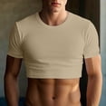 thumbnail image 2 of Tiweut Mens T-Shirts Solid Color Crop Crew Neck Summer Short Sleeve Workout Boy Tops, 2 of 4