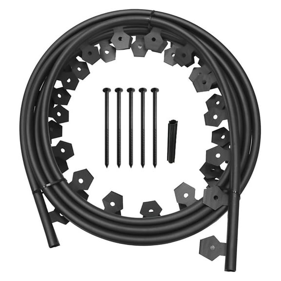 Dig-Free Landscape Edging Kit - 20ft Garden Border, Black - with Anchoring Spikes & Coupler - Easy Install, Flexible Lawn Edging for Flower Beds & Walkways
