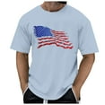 thumbnail image 2 of Caqnni Stars and Stripes Print Tee Shirt for Men Classic Fit Crew Neck Blouse Patriotic USA Flag Top Short Sleeve T-Shirt Mens T Shirt (Light Blue,XXL), 2 of 5