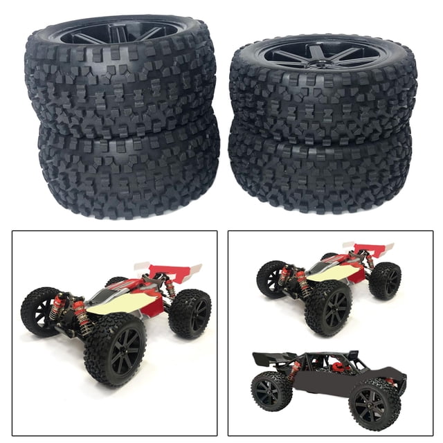 Neumáticos RC duraderos, piezas de repuesto, accesorios de bricolaje, mejora modificada, ruedas delanteras traseras, neumáticos de ensanchamiento para 4 piezas delanteras y traseras