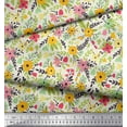 thumbnail image 3 of Soimoi Yellow Heavy Canvas Fabric Leaves & Periwinkle Floral Printed Craft Fabric by the Yard 58 Inch Wide, 3 of 3