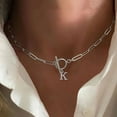 thumbnail image 5 of L.YY Silver Initial Letter F Pendant Necklace, OT Clasp Chain , (Includes Gift Box), 18 Inches, Link Chain, 5 of 6