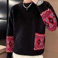 thumbnail image 4 of Suéteres de punto de manga larga para hombre, cuello redondo, ropa popular coreana, suéteres de punto para hombre, ofertas de ropa de moda 2024, 4 of 5
