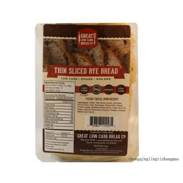 Great Low Carb Thin Slice Rye Bread 16 Oz Loaf 1 Pack Keto Friendly