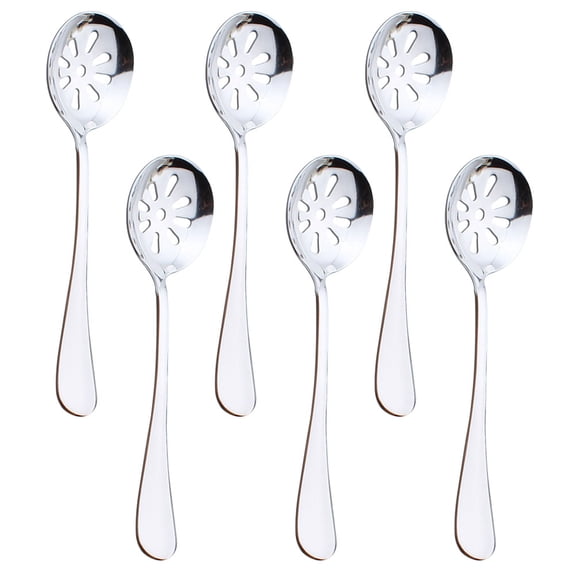 Homoyoyo Compact Stainless Steel Slotted Spoons Silver for Cooking 6Pcs