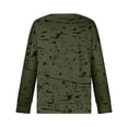 thumbnail image 5 of WREESH Womens Fashion Crewneck Sweatshirts Print Long Sleeve Comfortable Breathable Shirt Tops Pullover Olive Green, 5 of 7